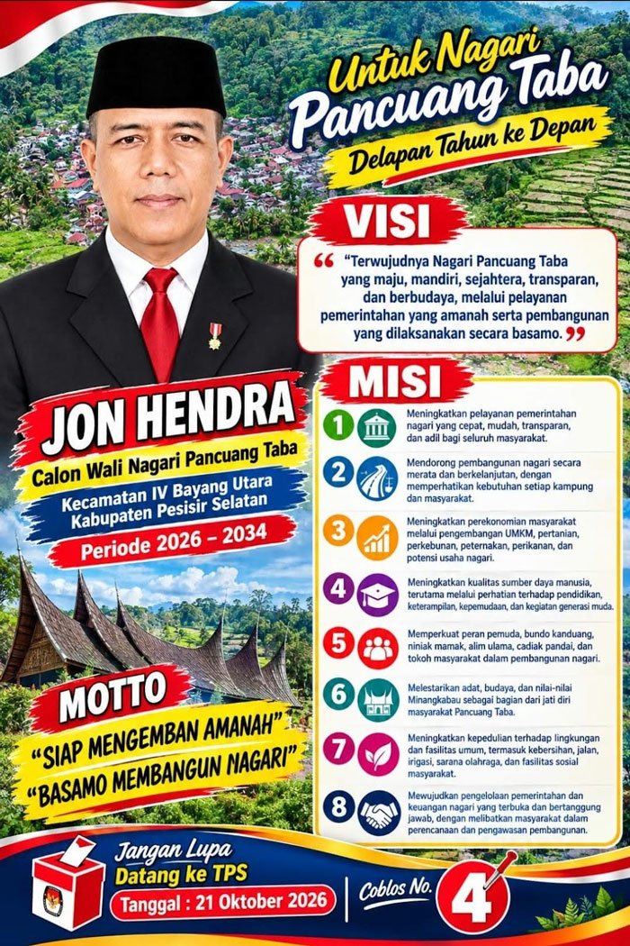 Jon Hendra Mantap Maju sebagai Calon Wali Nagari Pancuang Taba Nomor Urut 4